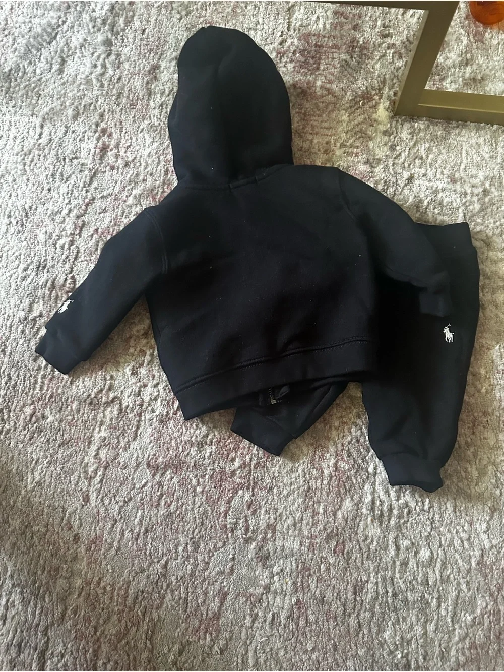 Ralph Lauren Black Hoodie & Jogger Set with Red POLO Lettering